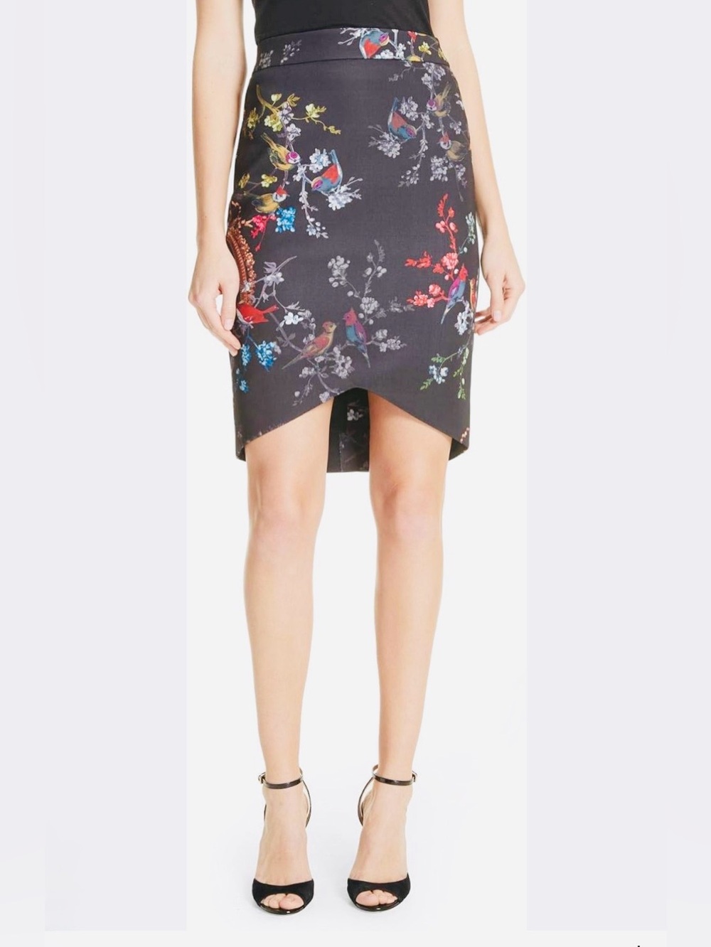 Ted Baker Chic Songbird Blossom Confetti Bodycon Skirt Hi-Low Hem  Career Size 1
